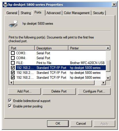 Configuring a Windows Printer Pool